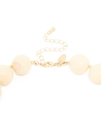 Gold Neutral Marble Beaded Necklace