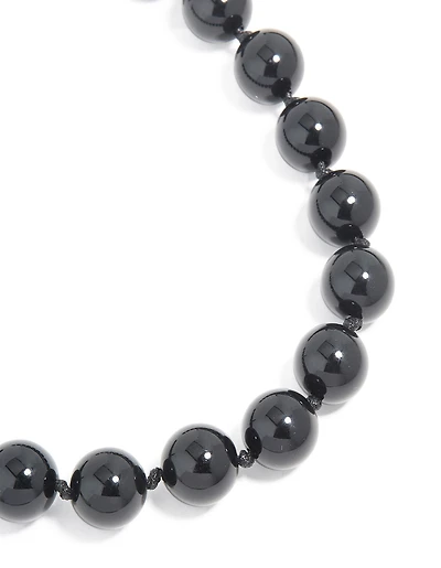 Silver Black Beaded Necklace