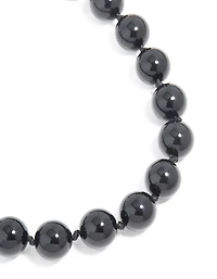 Silver Black Beaded Necklace