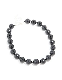 Silver Black Beaded Necklace