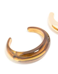 Brown Acrylic & Gold Wrist Cuffs 2-Pack