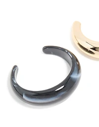 Poignets en acrylique doré et noir paquet 2-pack