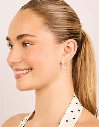 Waterproof Gold Plated Stainless Steel Light Pink Enamel Hoop Earrings