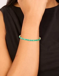Bracelet en bambou vert émaillé en acier inoxydable plaqué or et imperméable