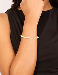 Bracelet imperméable en acier inoxydable plaqué or en émail blanc