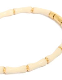 Bracelet imperméable en acier inoxydable plaqué or en émail blanc