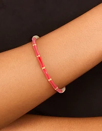Waterproof Gold Plated Stainless Steel Red Bamboo Bangle