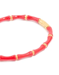 Waterproof Gold Plated Stainless Steel Red Bamboo Bangle