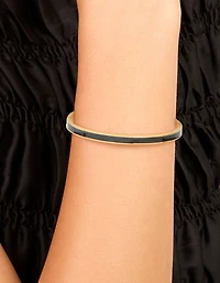 Waterproof Gold Plated Stainless Steel Thick Black Enamel Hinged Bangle