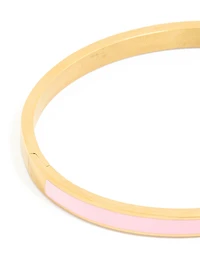Waterproof Gold Plated Stainless Steel Pink Enamel Thick Hinged Bangle