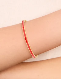 Bracelet étanche en acier inoxydable plaqué or et fin émail rouge à charnière