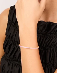 Waterproof Gold Plated Stainless Steel Thin Lilac Enamel Hinged Bangle