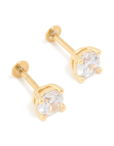 Clous dorsaux plats en zircone cubique de 5 mm en titane plaqué or