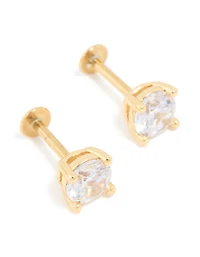 Clous dorsaux plats en zircone cubique de 5 mm en titane plaqué or