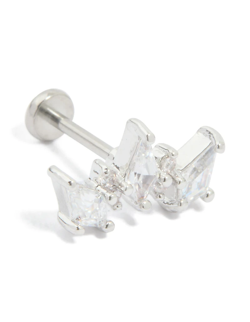 Titanium Cubic Zirconia Pointed Crawler Single Flat Back Stud