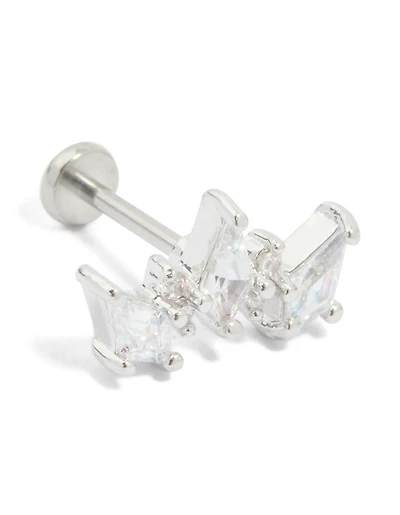 Titanium Cubic Zirconia Pointed Crawler Single Flat Back Stud