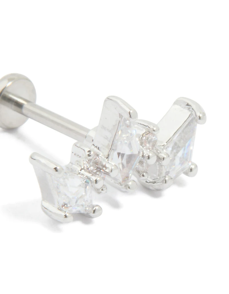 Titanium Cubic Zirconia Pointed Crawler Single Flat Back Stud