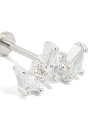 Titanium Cubic Zirconia Pointed Crawler Single Flat Back Stud