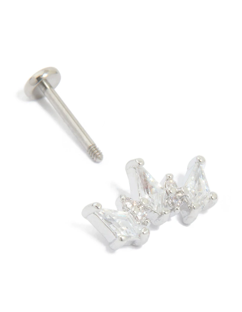Titanium Cubic Zirconia Pointed Crawler Single Flat Back Stud