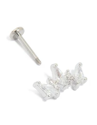 Titanium Cubic Zirconia Pointed Crawler Single Flat Back Stud