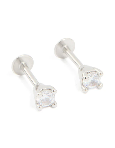 Titanium Cubic Zirconia Flat Back Earrings