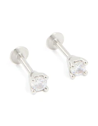 Titanium Cubic Zirconia Flat Back Earrings