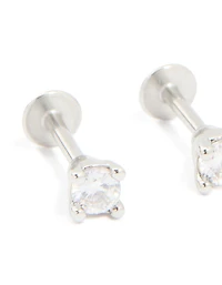 Titanium Cubic Zirconia Flat Back Earrings