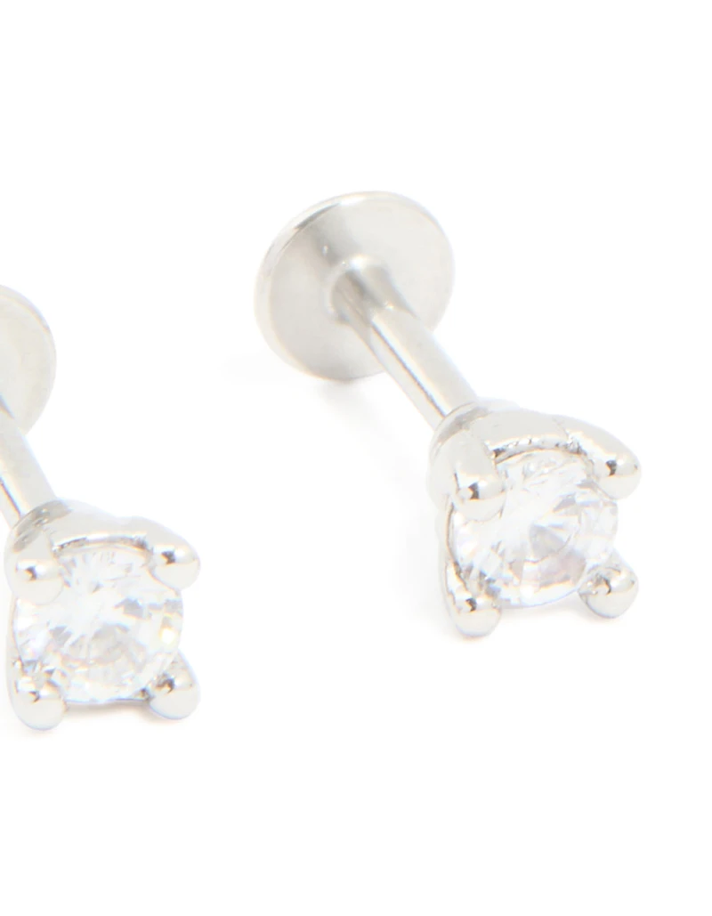 Titanium Cubic Zirconia Flat Back Earrings