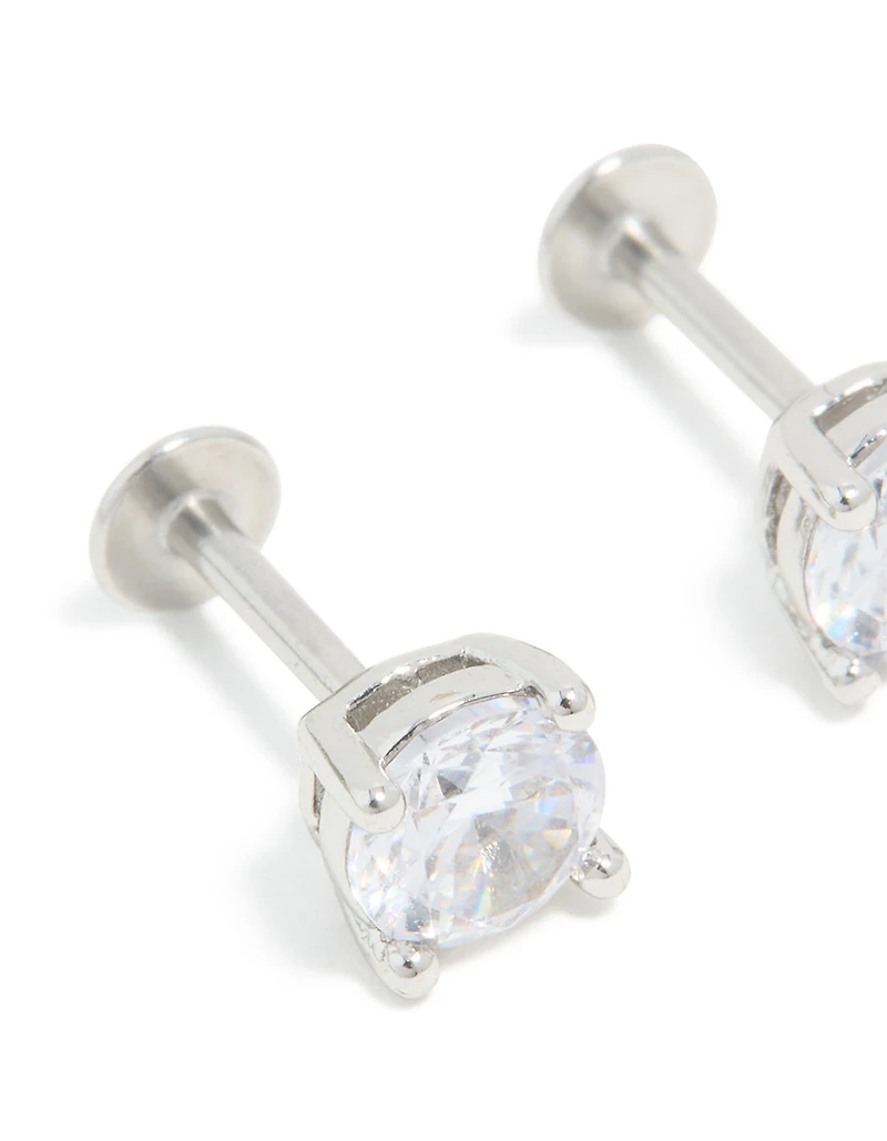Titanium Cubic Zirconia Flat Back Studs