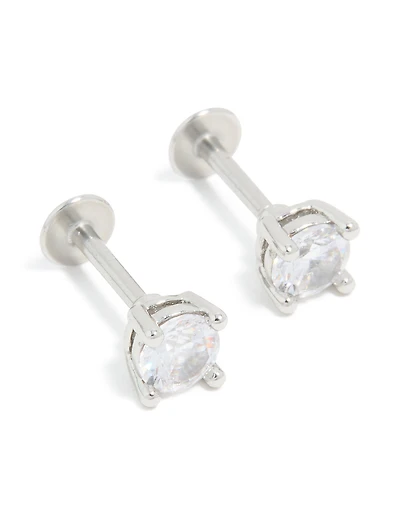Titanium 4mm Cubic Zirconia Flat Back Studs