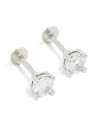 Titanium 4mm Cubic Zirconia Flat Back Studs