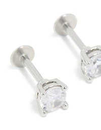 Titanium 4mm Cubic Zirconia Flat Back Studs