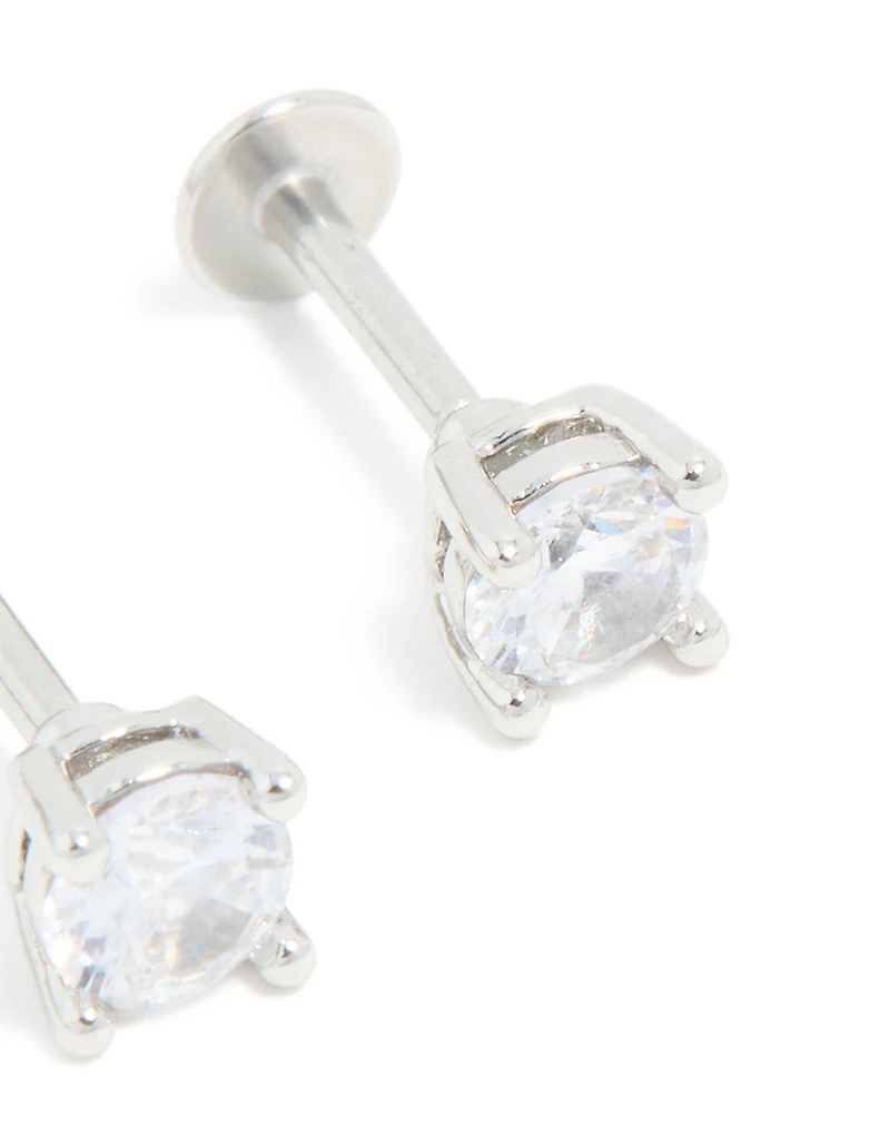Titanium 4mm Cubic Zirconia Flat Back Studs