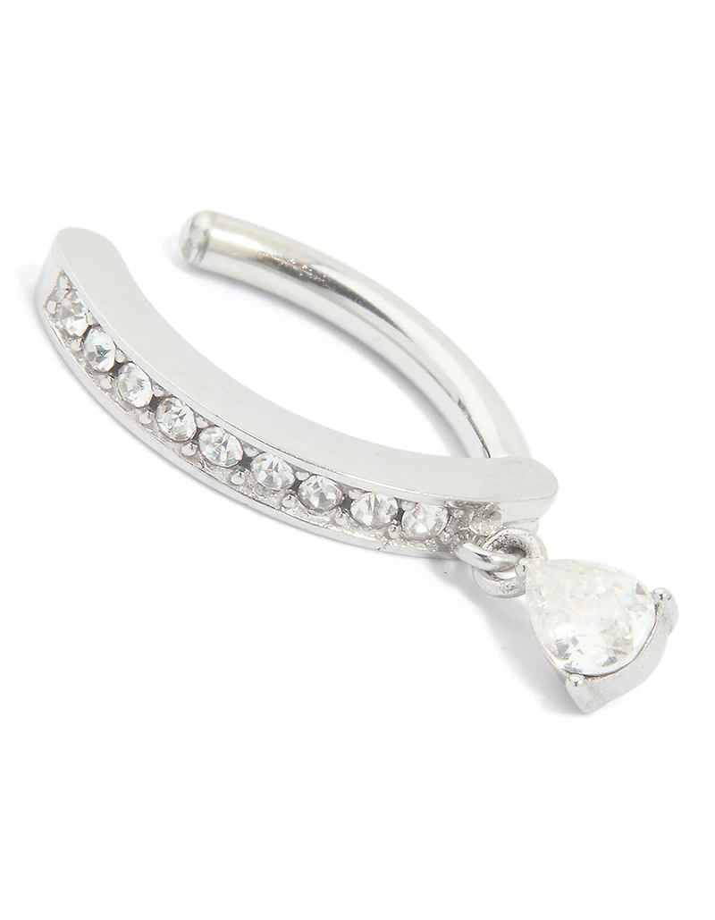 Surgical Steel Cubic Zirconia Curved Drop Belly Ring