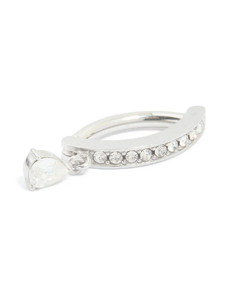Surgical Steel Cubic Zirconia Curved Drop Belly Ring