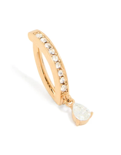 Gold Plated Cubic Zirconia Curved Drop Belly Ring