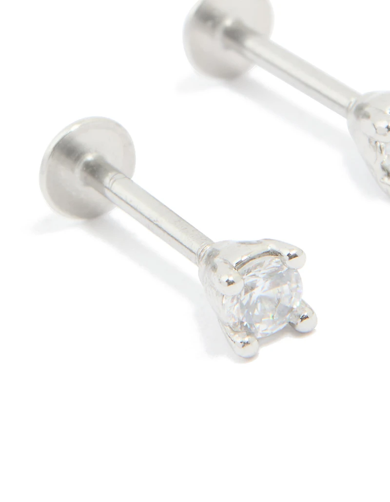 Surgical Steel Cubic Zirconia Flat Back Studs