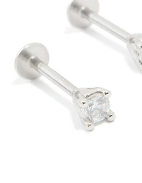 Surgical Steel Cubic Zirconia Flat Back Studs