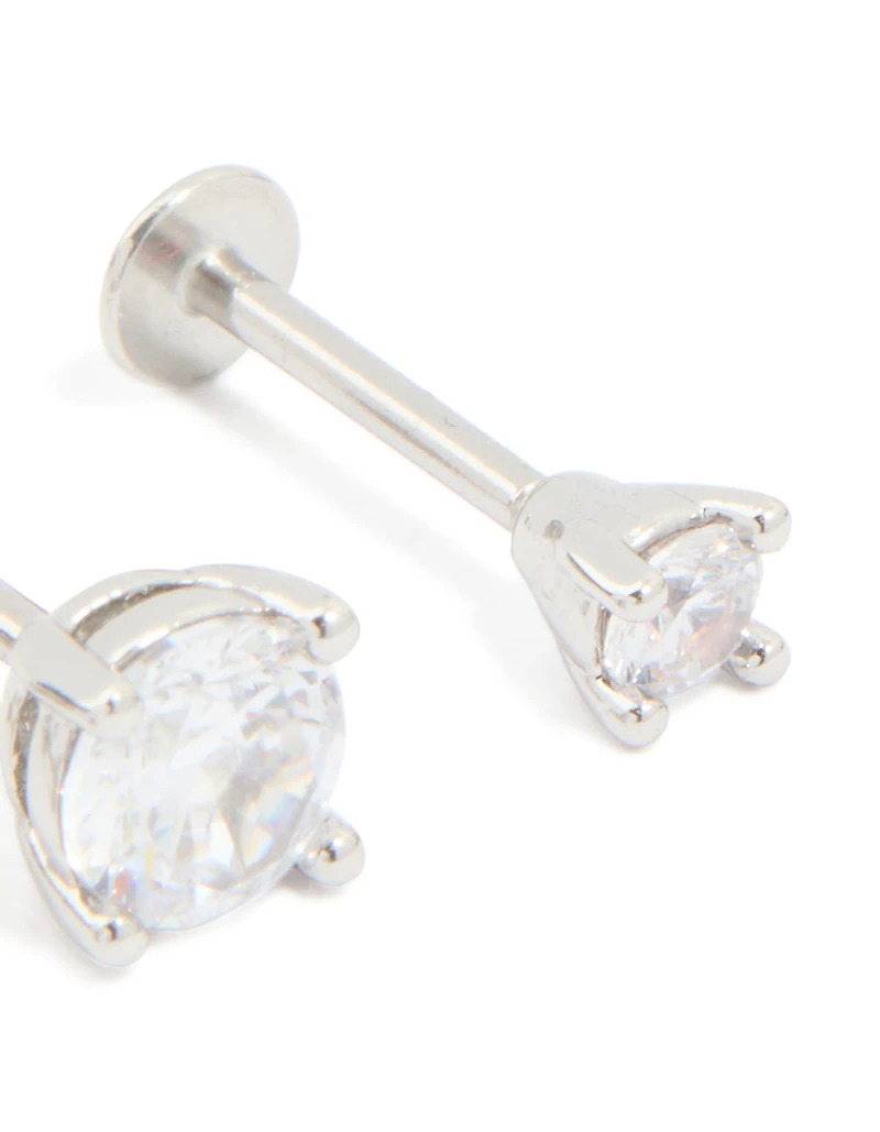 Surgical Steel Cubic Zirconia Graduated Flat Back Earrings 3-Pack