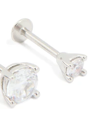 Surgical Steel Cubic Zirconia Graduated Flat Back Earrings 3-Pack