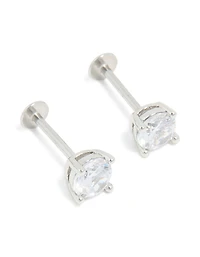 Surgical Steel 5mm Cubic Zirconia Flat Back Studs