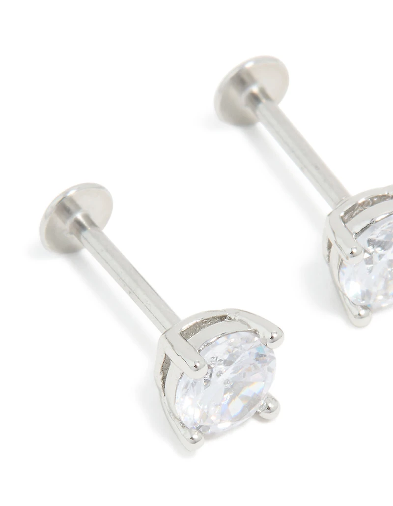 Surgical Steel 5mm Cubic Zirconia Flat Back Studs