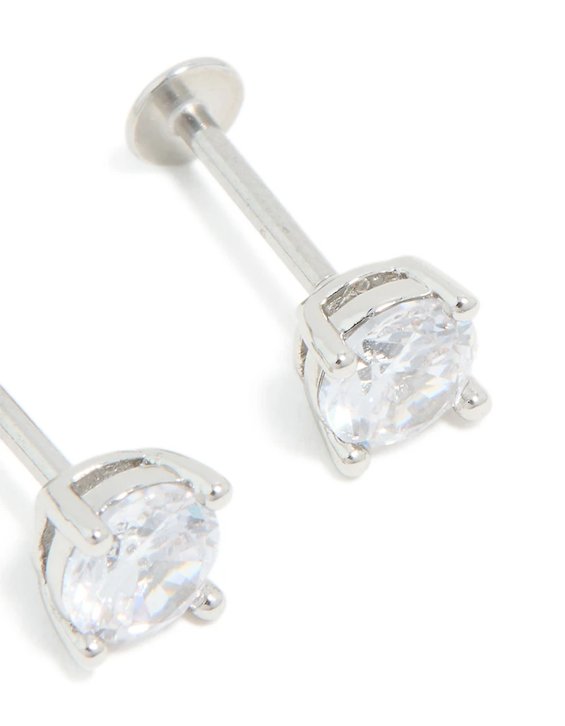 Surgical Steel 5mm Cubic Zirconia Flat Back Studs