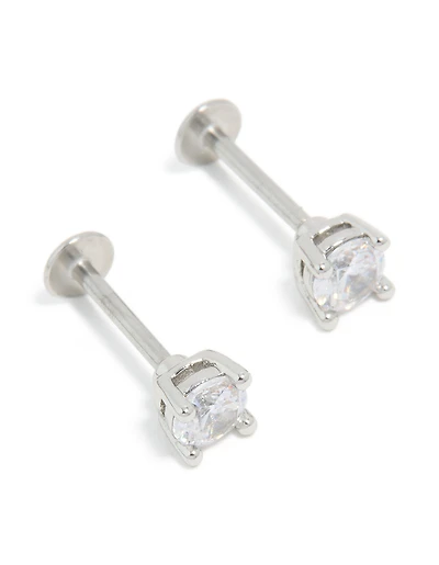Surgical Steel 4mm Cubic Zirconia Flat Back Studs