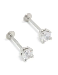 Surgical Steel 4mm Cubic Zirconia Flat Back Studs