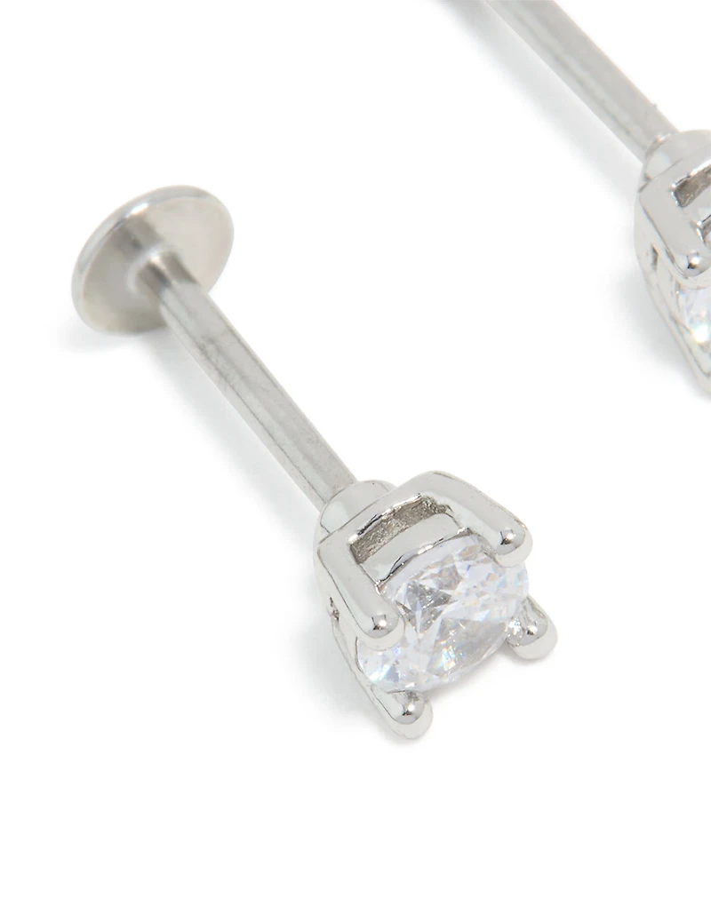 Surgical Steel 4mm Cubic Zirconia Flat Back Studs