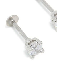 Surgical Steel 4mm Cubic Zirconia Flat Back Studs