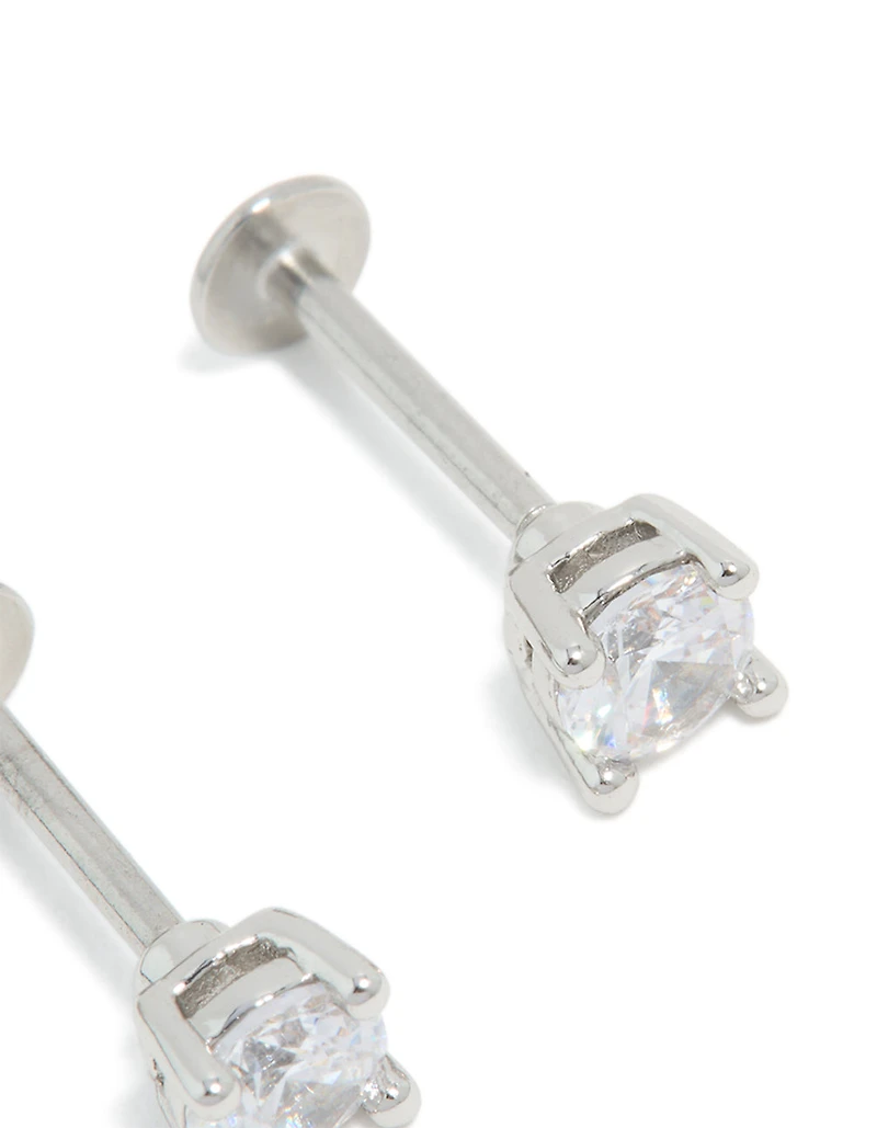 Surgical Steel 4mm Cubic Zirconia Flat Back Studs