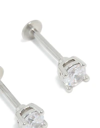 Surgical Steel 4mm Cubic Zirconia Flat Back Studs