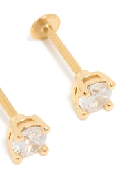 Gold Plated Surgical Steel Cubic Zirconia Flat Back Studs